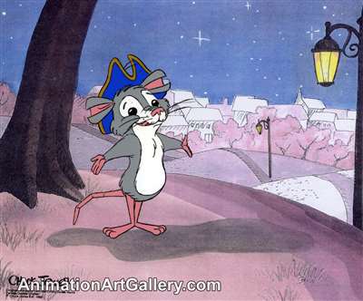 Production Cel of Tucker the mouse from Yankee Doodle Cricket