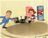 Original Production Cel of a Man and  Woman from a Cleaning Product Commercial