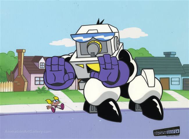 Original Production Cel of Dee Dee and Robo-Dexo 2000 from Dexter's Laboratory