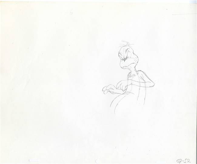 Original Production Drawing of the Grinch from Grinch Grinches the Cat in the Hat (1982)