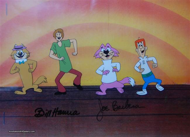 Production Cel of Shaggy  (aka Norville Rogers) and George Jetson from Hanna-Barbera Studio