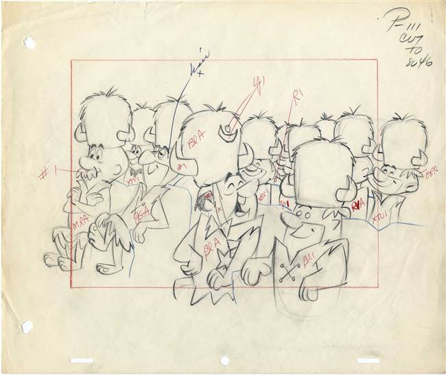 Original Production Drawing of Barney Rubble from the Flintstones