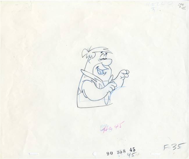 Original production drawing of Fred Flintstone from the Flintstones (1970s)