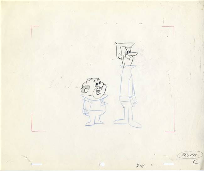 Original Production Drawing of George Jetson and Spacely from The Jetsons (1960s)