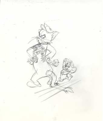 Original Publicity Drawing of Tom and Jerry from The Fast and the Furry (2005)