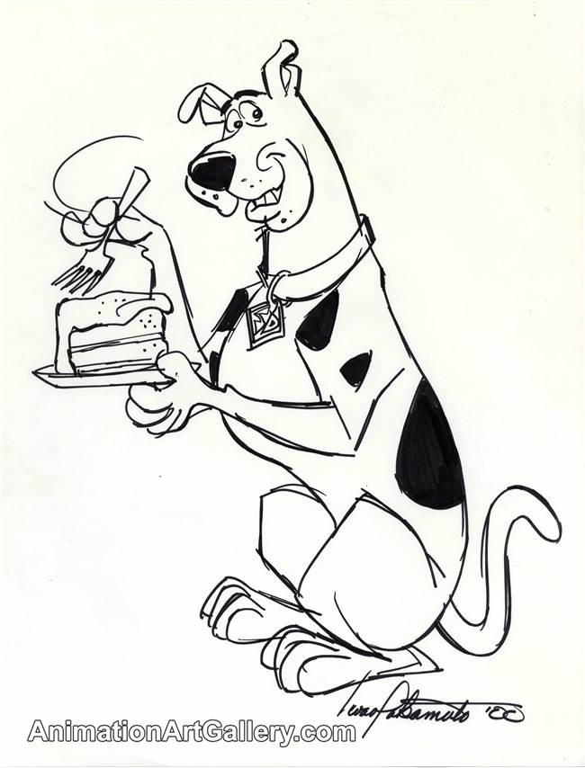 Original Character Drawing of Scooby Doo attributed to Iwao Takamoto