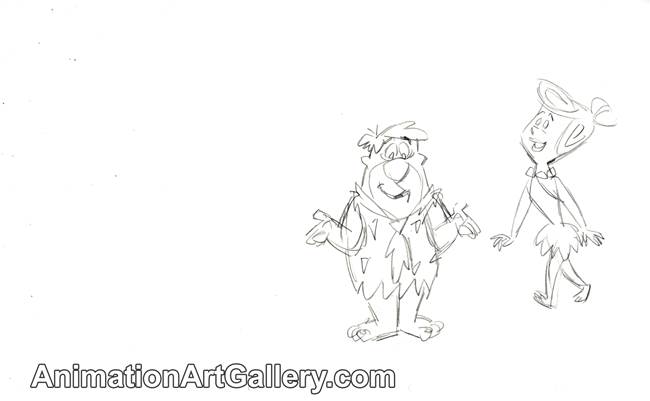 Publicity Drawing of Wilma Flintstone and Fred Flintstone from The Flintstones (c.1990s)