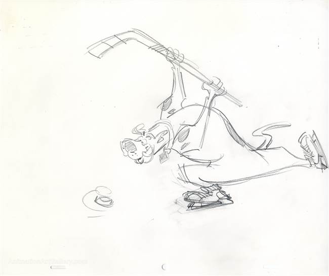 Original Publicity Drawing of Scooby Doo playing Hockey from Scooby Doo (1990s)