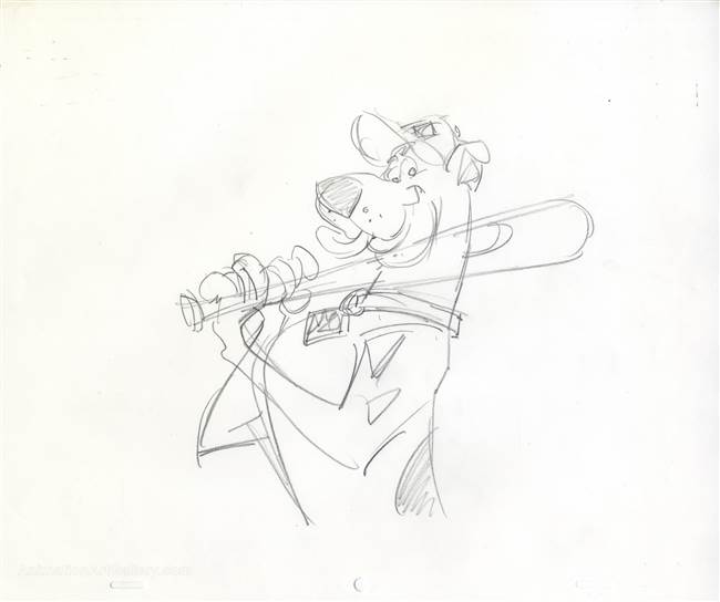 Original Publicity Drawing of Scooby Doo Skiing from Scooby Doo (1990s)