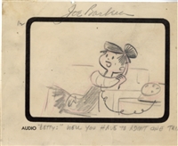 Original Production Storyboard Drawing of Wilma Flintstone and Betty Rubble from The Swimming Pool