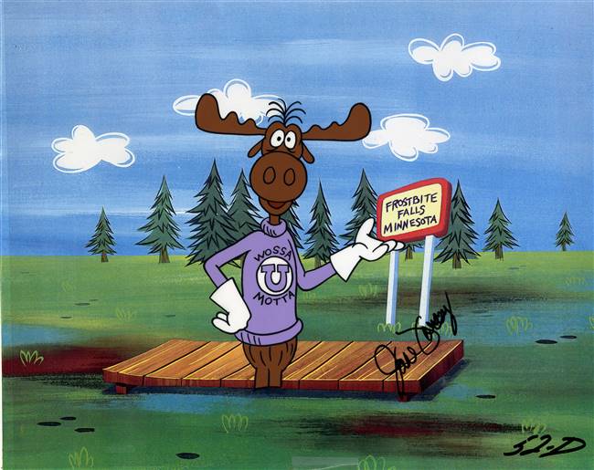 Original Production Cel and Drawing of Bullwinkle from a Minnesota Lottery Promotion (1993)