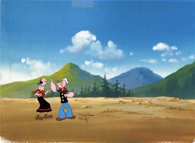 Original Production Cel of Popeye and Olive Oyl from the 25th Anniversary Special (1987)