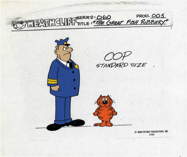 Original Model Cel of Heathcliff and Cop from The Great Fish Robbery
