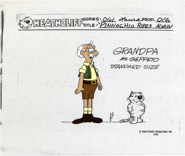 Original Model Cel of Heathcliff and Grandpa from Pinocchio Rides Again