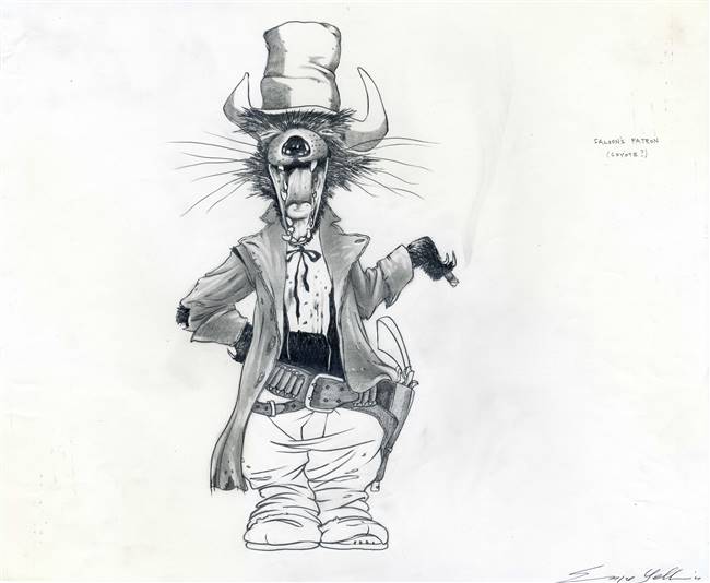 Original Character Drawing of Saloon's Patron (Coyote) from Rango (2011)