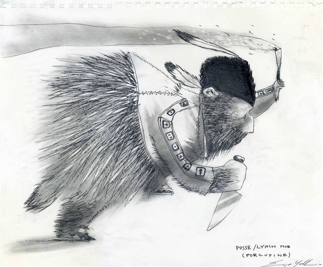 Original Character Drawing of Posse (Porcupine) from Rango (2011)