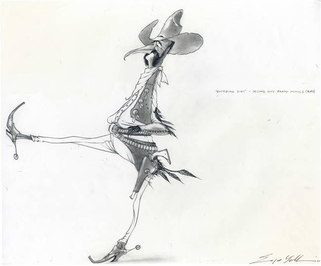 Original Production Character Drawing of a Cowboy from Rango (2012