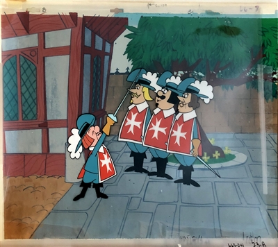 Original Production Background and Production Cel of Mr Magoo from The Famous Adventures of Mr Magoo (1960s)