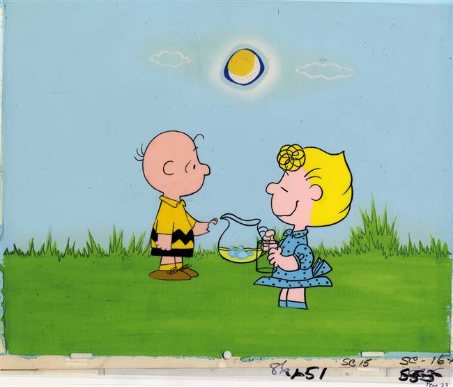 Original Production Cels of Charlie Brown and Sally from Peanuts (1960s/70s)