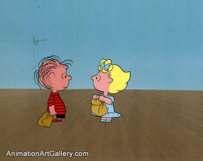 Original Production Cel of Linus and Sally from Peanuts (c. 1960s/1970s)