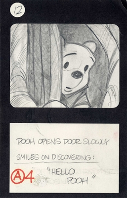 Original Production Storyboard Drawing of Winnie the Pooh from Seasons (1981)
