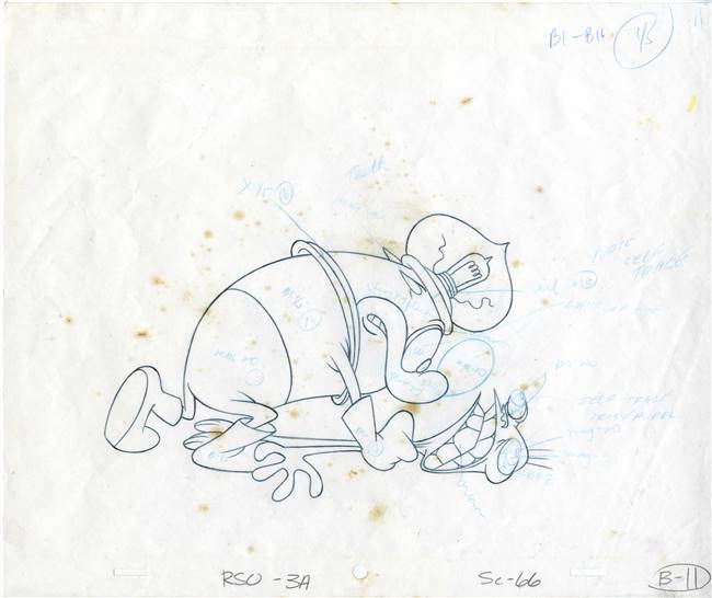 Original production drawing of Ren and Stimpy from Ren and Stimpy (1990s)