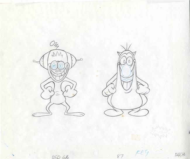 Original production drawing of Ren and Stimpy from Ren and Stimpy (1990s)