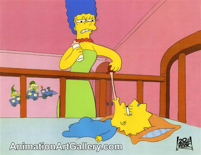 Production Cel of Marge Simpson and Maggie Simpson from Homer Alone