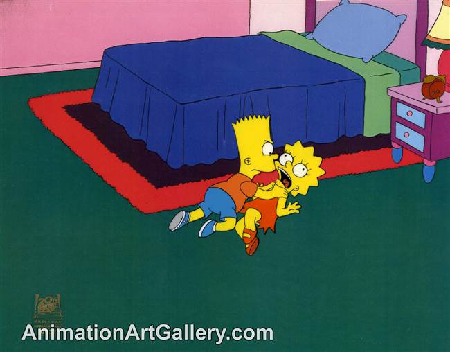 Production Cel of Bart Simpson and Lisa Simpson from Lisa on Ice