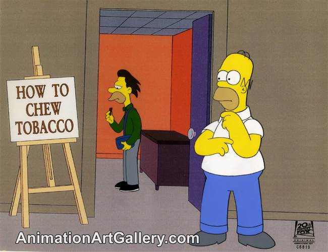 Production Cel of Homer Simpson and Lenny from Secrets of a Successful Marriage