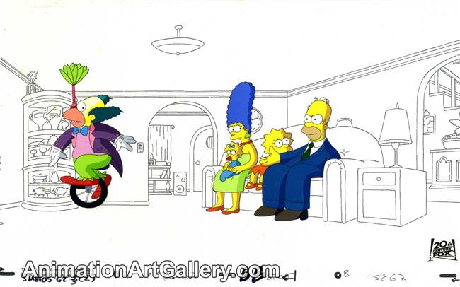 Production Cel of Homer Simpson and Marge Simpson from Like Father, Like Clown