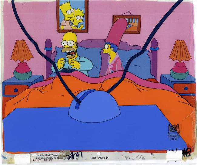 Original Production Cel of Homer and Marge from Grandpa vs. Sexual Inadequacy