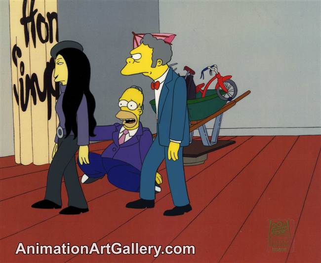 Production Cel of Homer Simpson and Moe from Mom and Pop Art