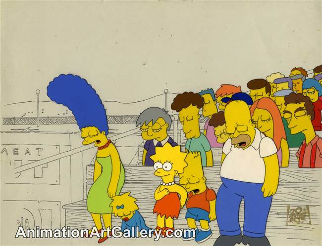 Production Cel of the Simpson Family from Dancin' Homer