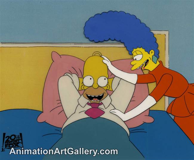 Production Cel of Homer Simpson and Marge Simpson from Some Enchanted Evening (The Simpsons)