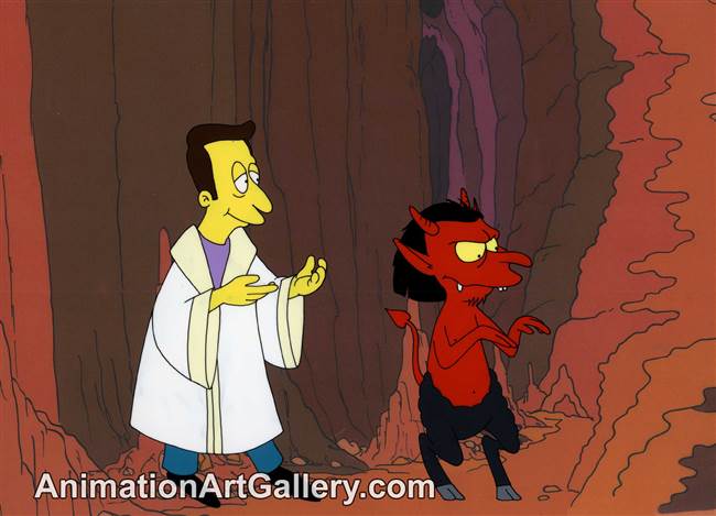 Production Cel of Reverend Lovejoy and the Devil from Do the Bartman