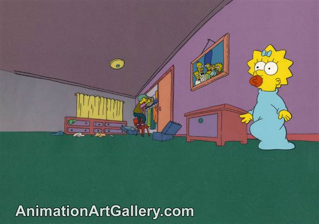 Production Cel of Maggie Simpson and Ms. Botz from Some Enchanted Evening (The Simpsons)