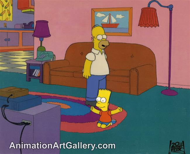 Production Cel of Homer Simpson and Bart Simpson from Homer vs Lisa and the 8th Commandment