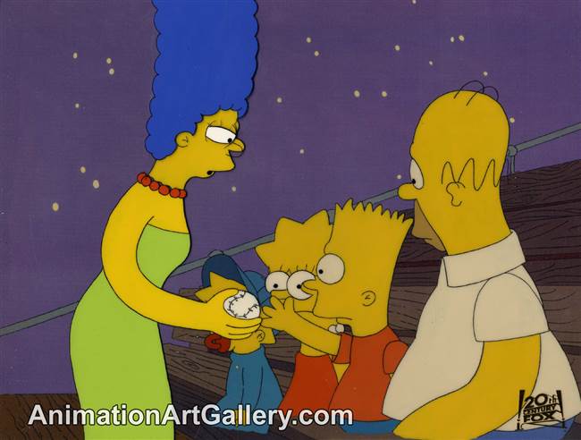 Production Cel of the Simpson Family from Dancin' Homer