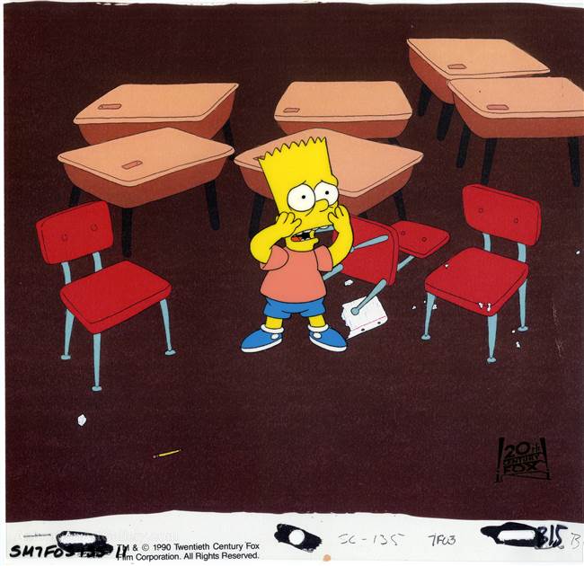 Original Production Cel of Bart Simpson from Bart Gets an F