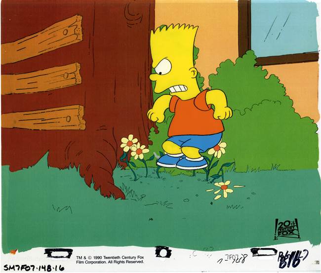 Original Production Cel of Bart Simpson from Saturdays of Thunder