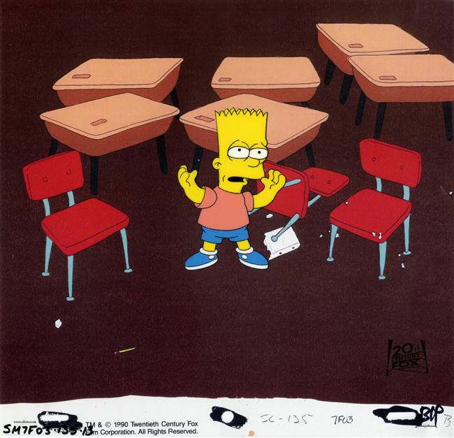 Original Production Cel of Bart Simpson from Bart Gets an F (1990)