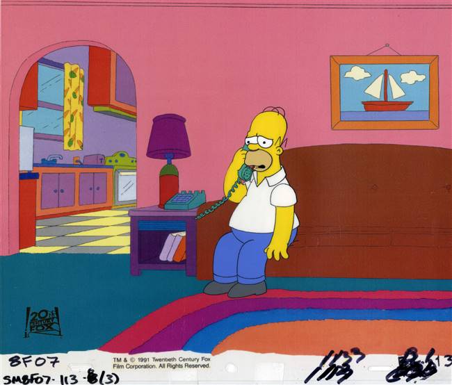 Original Production Cel of Homer Simpson from Saturdays of Thunder (1991)