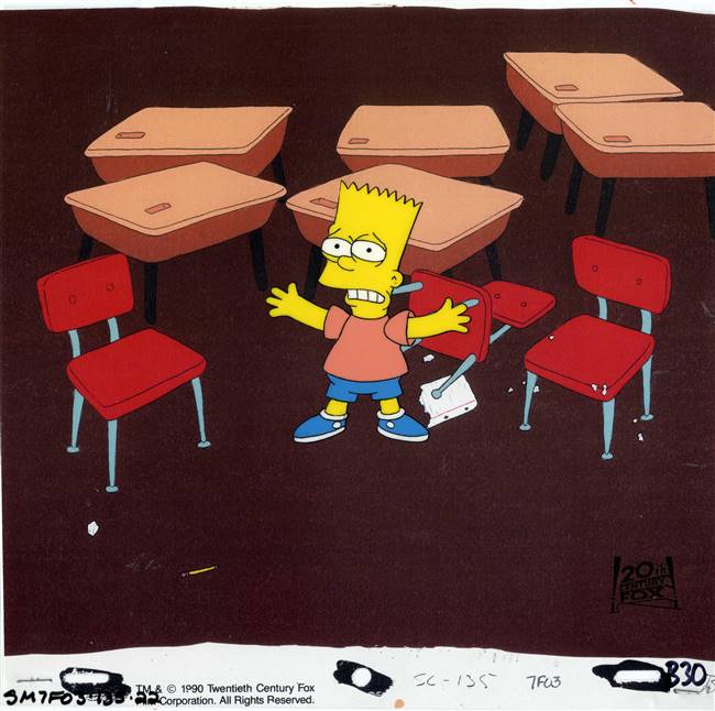 Original Production Cel of Bart Simpson from Bart Gets an F (1990)