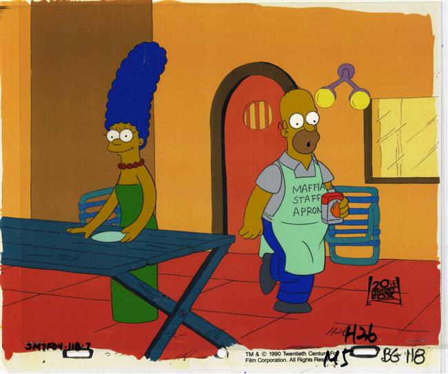 Production Cel of Homer Simpson and Marge Simpson from Treehouse of Horror (1990)