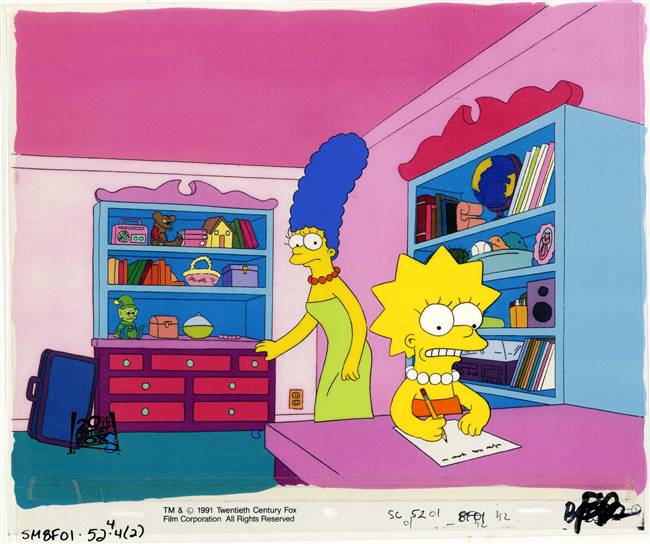Original Production Cel of Lisa and Marge Simpson from Mr. Lisa Goes to Washington (1991)