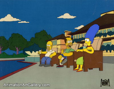 Production Cel of Homer Simpson and Marge Simpson from Oh Brother, Where Art Thou?