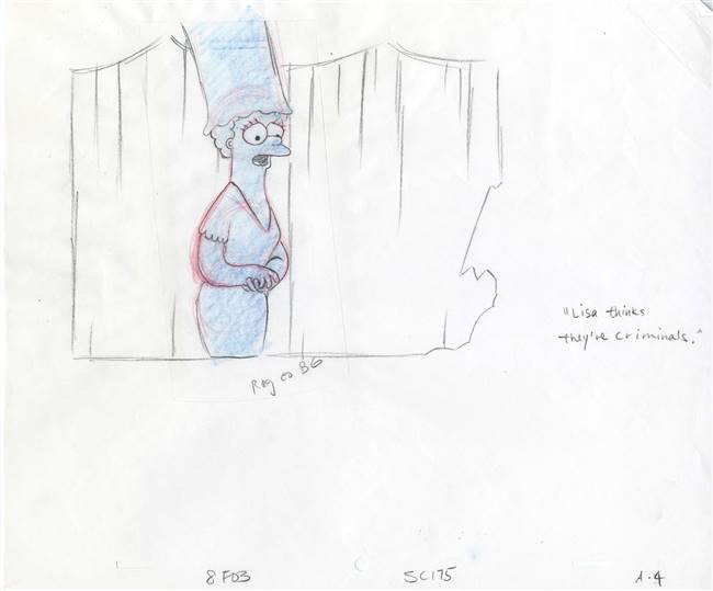 Original Production Drawing of Marge Simpson from Bart the Murderer (1991)