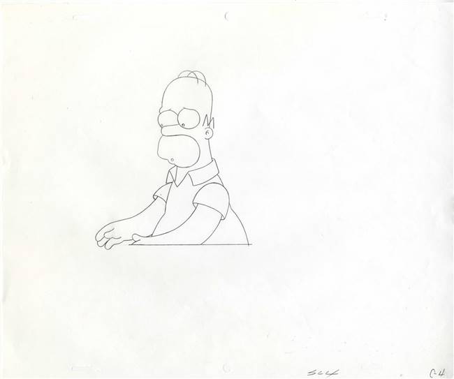 Original Production Drawing of Homer Simpson from a Simpsons Commercial (c. 1990s)