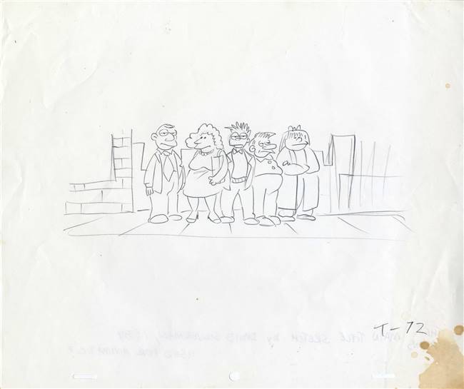 Original Production Drawing from the Opening Credits of the Simpsons (1989/1990)